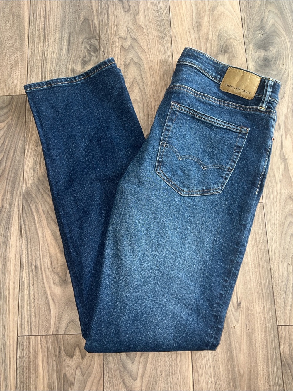 American Eagle Straight Bootcut Medium Wash Faded Jeans